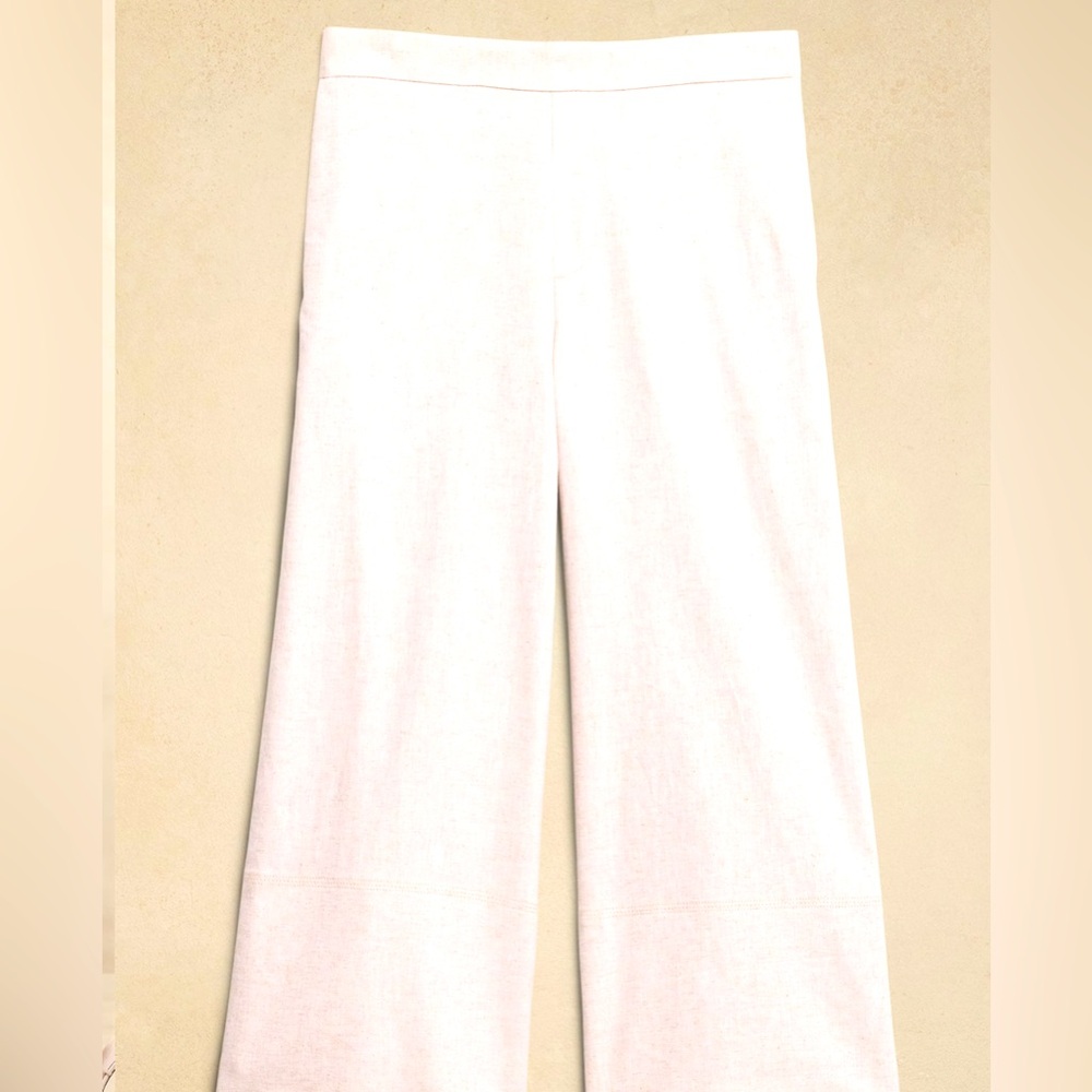Banana Republic White linen blend Wide-Leg Pants. Size Medium. NWT. - Picture 3 of 6